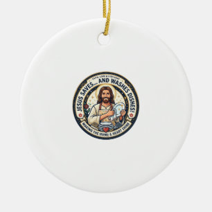 Jesus Laundry Chores Humour Shirt Christian Graphi Ceramic Ornament
