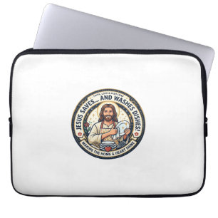 Jesus Laundry Chores Humour Shirt Christian Graphi Laptop Sleeve