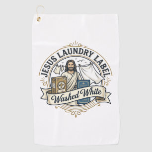 Jesus Laundry Label Washed White Jesus Laundry Was Golf Towel