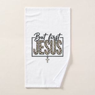 Jesus Leopard Print Christian Vintage Engraving Sh Hand Towel