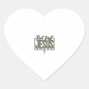 Jesus Leopard Print Christian Vintage Engraving Sh Heart Sticker