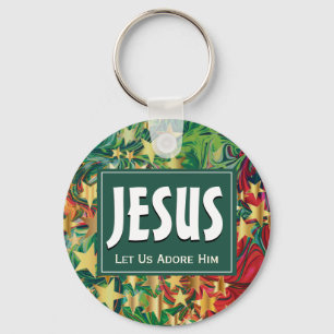 JESUS Let Us Adore Him Christmas Key Ring