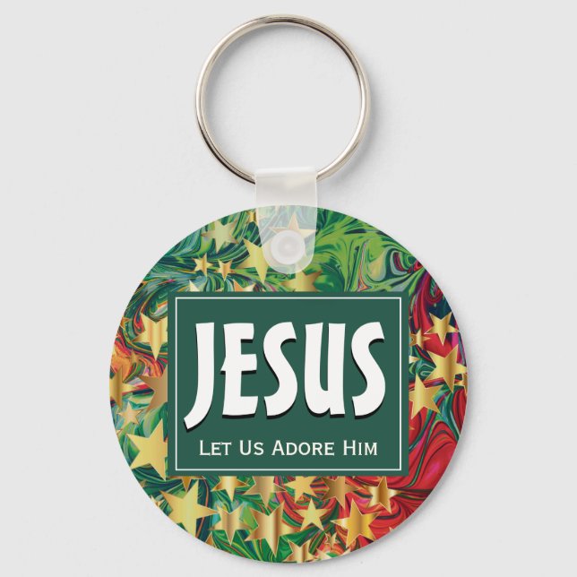 JESUS Let Us Adore Him Christmas Key Ring (Front)