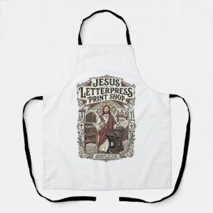 Jesus Letterpress Print Shop Jesus Letterpress Pri Apron