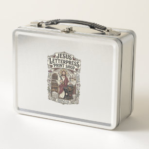 Jesus Letterpress Print Shop Jesus Letterpress Pri Metal Lunch Box