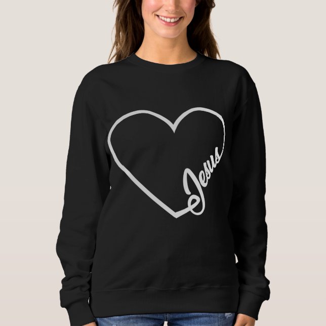 Jesus Letters In Heart Christian Religion Jesus Lo Sweatshirt (Front)