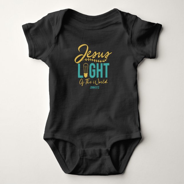 Jesus Light Of The World - Bible Verse Baby Bodysuit (Front)