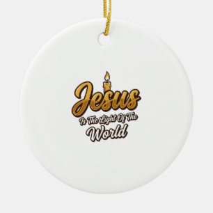 Jesus Light of the World Candle Christian Vector_1 Ceramic Ornament