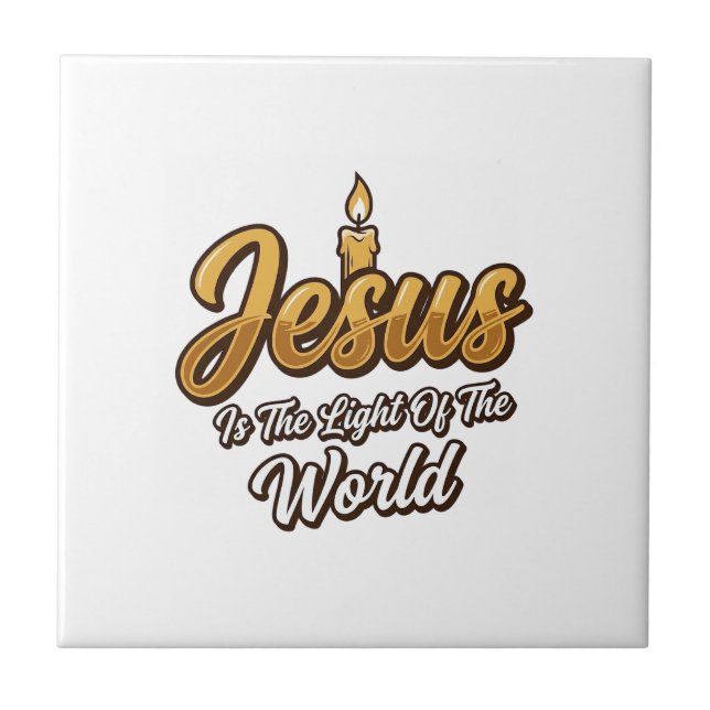 Jesus Light of the World Candle Christian Vector_1 Ceramic Tile (Front)