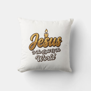 Jesus Light of the World Candle Christian Vector_1 Cushion