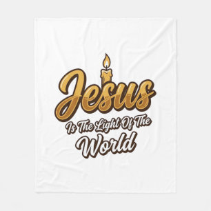 Jesus Light of the World Candle Christian Vector_1 Fleece Blanket