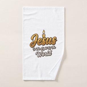 Jesus Light of the World Candle Christian Vector_1 Hand Towel
