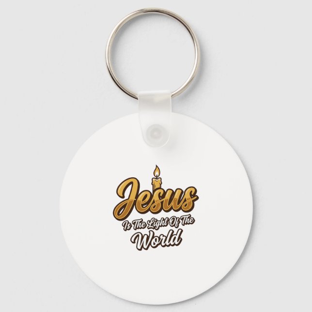 Jesus Light of the World Candle Christian Vector_1 Key Ring (Front)