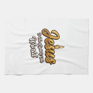 Jesus Light of the World Candle Christian Vector_1 Tea Towel