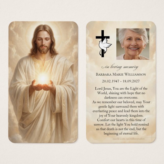 Jesus Light of the World Funeral Prayer Card (Front & Back)