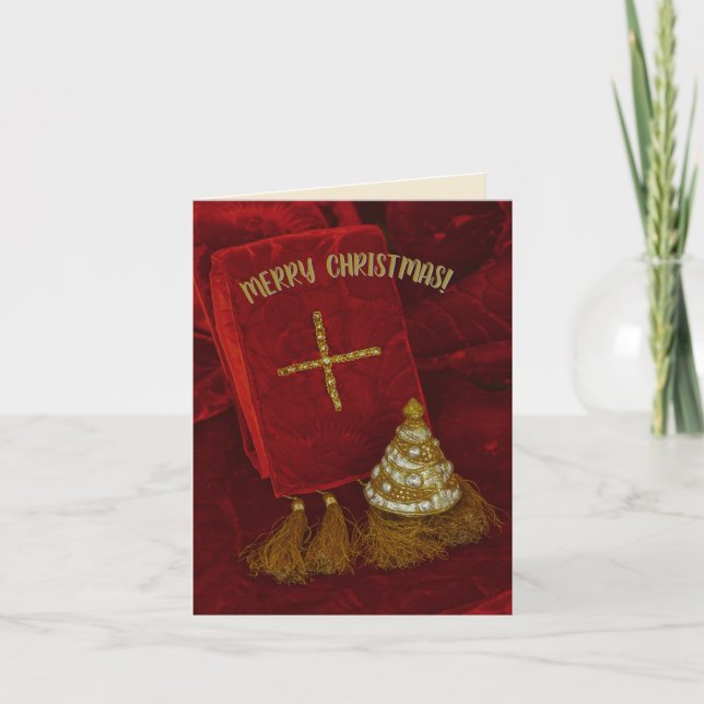 Jesus light of the world text John Christmas cross Holiday Card (Front)