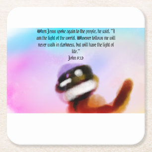 jesus light  square paper coaster