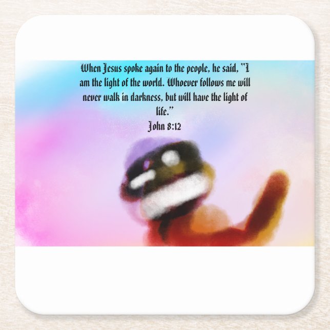 jesus light  square paper coaster (Front)