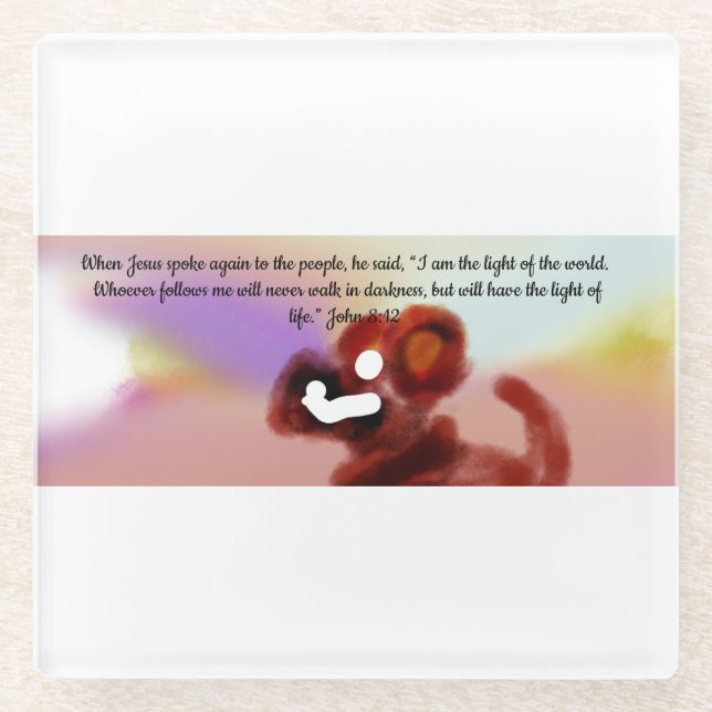 jesus light world  glass coaster (Front)