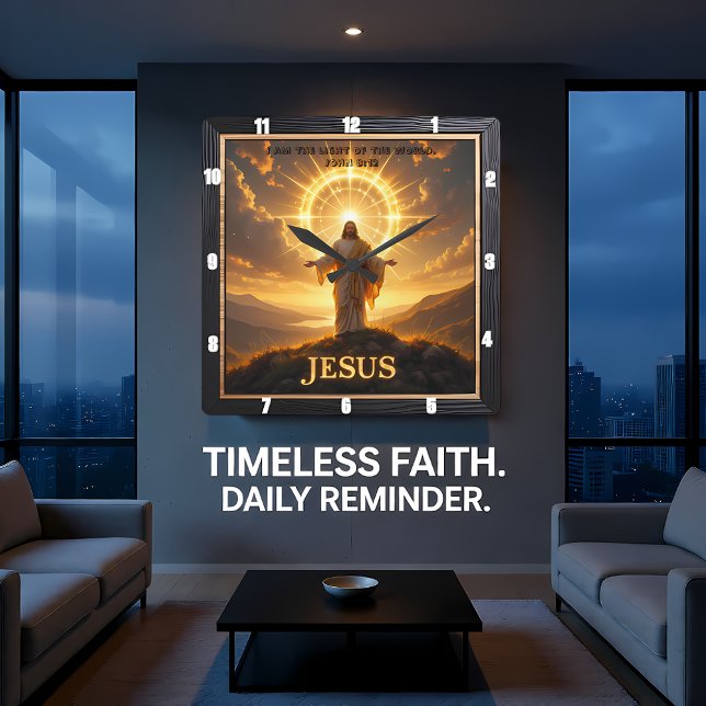 Jesus Light World Mountain Halo Lord Square Wall Clock (Creator Uploaded)