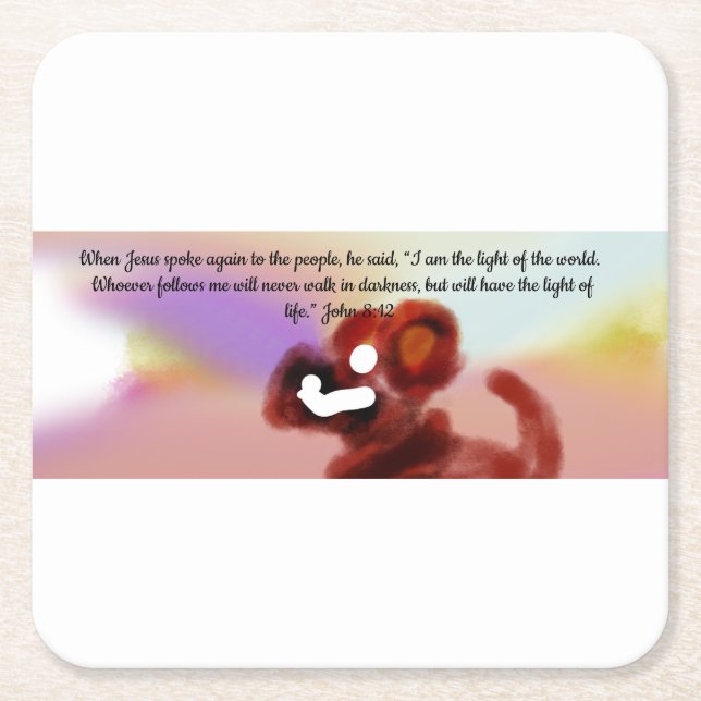 jesus light world  square paper coaster (Front)