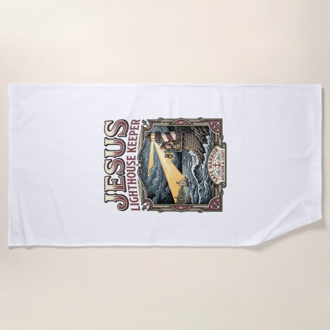 Jesus Lighthouse Keeper Jesus Lighthouse Keeper Ch Beach Towel (Front)