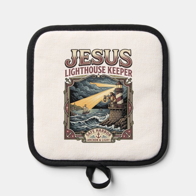 Jesus Lighthouse Keeper Jesus Lighthouse Keeper Ch Pot Holder (Front)