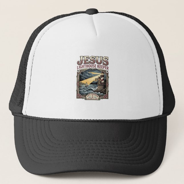 Jesus Lighthouse Keeper Jesus Lighthouse Keeper Ch Trucker Hat (Front)