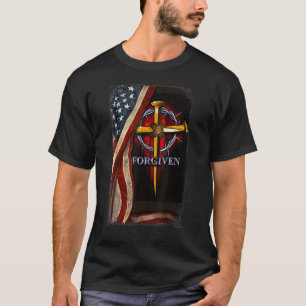 Jesus Lion American Flag Forgiven Christian Patrio T-Shirt
