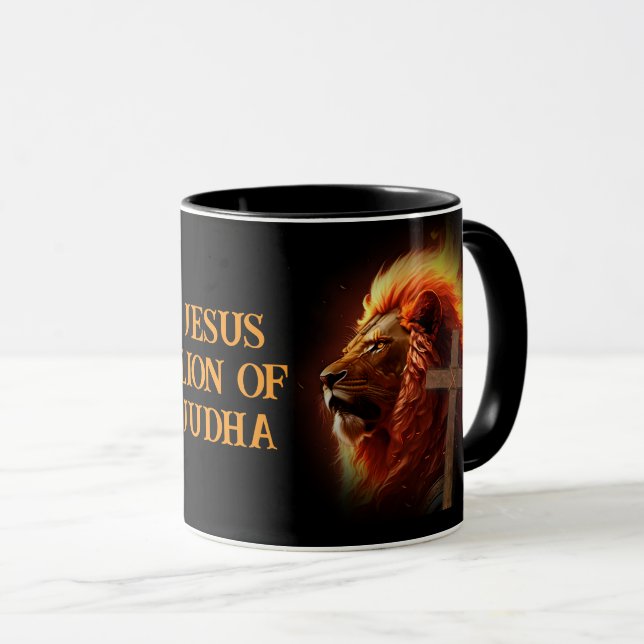 Jesus Lion Of Judah Custom Text & Image Coffee Mug (Front Right)