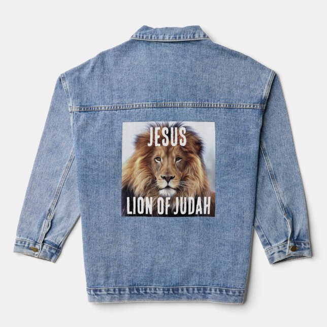 JESUS LION OF JUDAH Denim jean Jacket (Back)