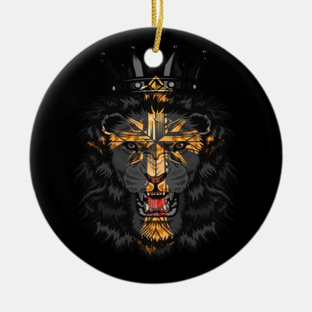 Jesus Lion of Judah Faithcross Ceramic Ornament (Front)