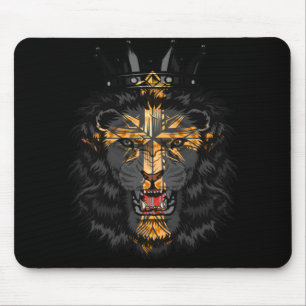 Jesus Lion of Judah Faithcross Mouse Pad