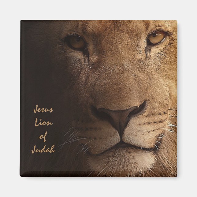 Jesus Lion of Judah Inspirational Christian Quote Magnet (Front)