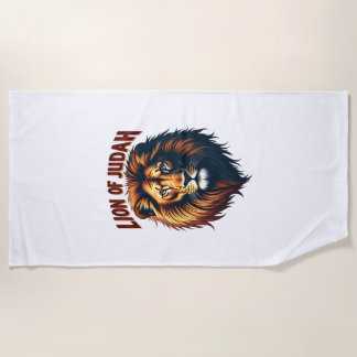 Jesus Lion of Judah Vintage Engraving Christian Te Beach Towel