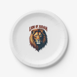 Jesus Lion of Judah Vintage Engraving Christian Te Paper Plate