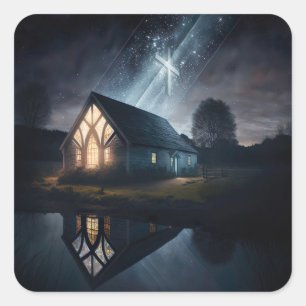 Jesus Lives Here Square Sticker