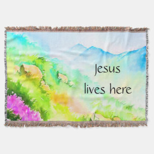 Jesus lives here throw blanket