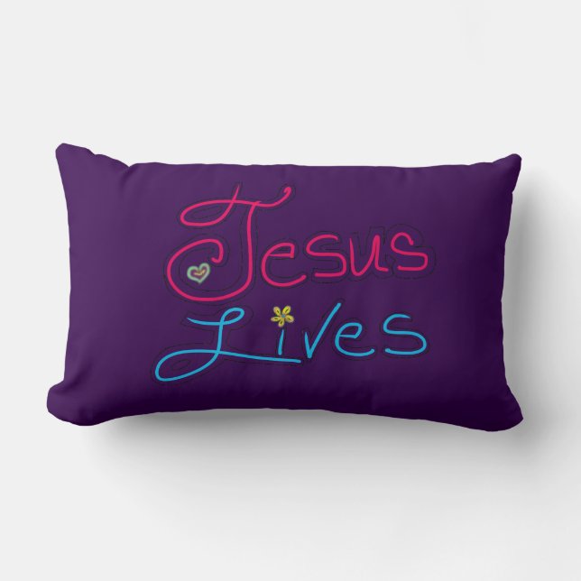 Jesus Lives Purple  Lumbar Cushion (Front)