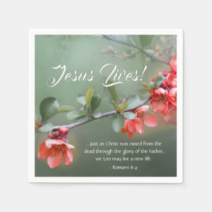 Jesus Lives Spring Flowers Bible Verse Easter Napkin