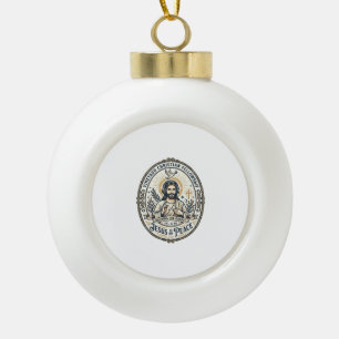 Jesus Lo Fi Study Beats Aesthetic Graphic Tee Chri Ceramic Ball Christmas Ornament