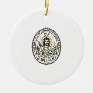 Jesus Lo Fi Study Beats Aesthetic Graphic Tee Chri Ceramic Ornament