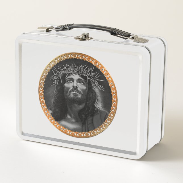 Jesus looking in the heavens metal lunch box (Front)