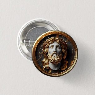 Jesus looking in the heavens with Divine Encounter 3 Cm Round Badge