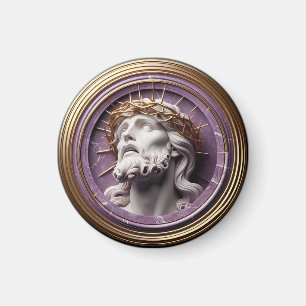 Jesus looking in the heavens with thorns magnet