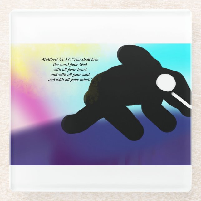 jesus love all heart glass coaster (Front)