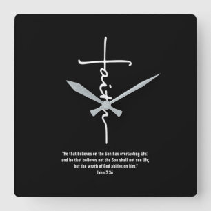 Jesus Love   Faith Cross Christian Jesus Faith God Square Wall Clock
