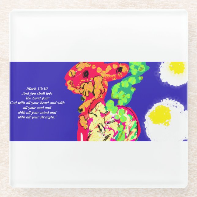 jesus love glass coaster (Front)