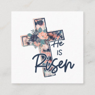 Jesus Love He Is Risen Cross Floral Flowers Square Business Card