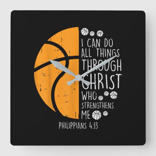Jesus Love | I Can Do All Things Through Christ Square Wall Clock (Front)